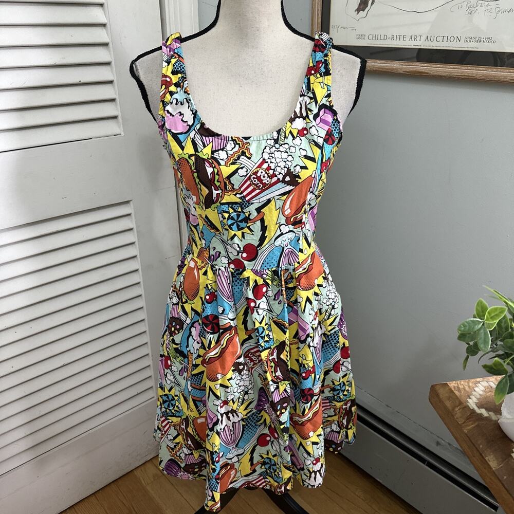 Folter Mini Dress Womens Medium Comic Book Food Snacks Graphic Retro Pin Up